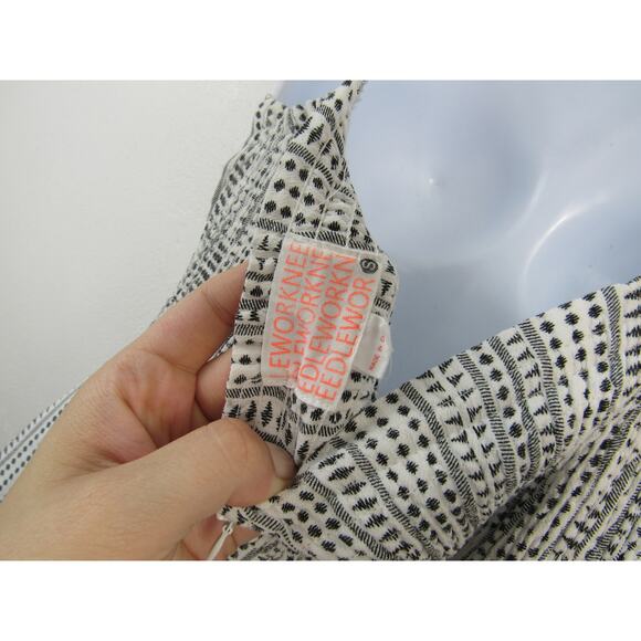 Needlework Small Black and White Tank Jumpsuit Wide Legs Adjustable Straps - Picture 4 of 6